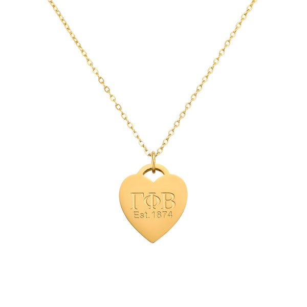 Gamma Phi Beta- Heart Tag Necklace