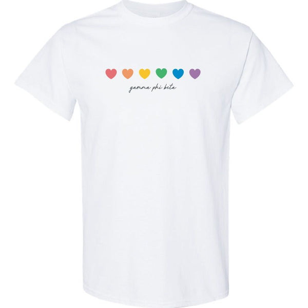 Rainbow Hearts Tee – Crescent Corner - Gamma Phi Beta