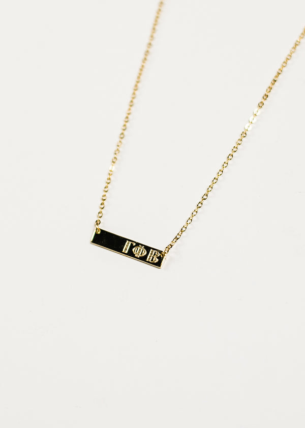 Gold Plated Greek Letter Bar Necklace - Crescent Corner - Gamma Phi Beta Official Online Store 