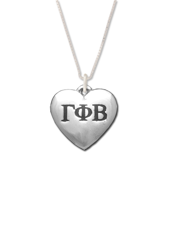 Puffed Heart Letters Necklace - Crescent Corner - Gamma Phi Beta Official Online Store 